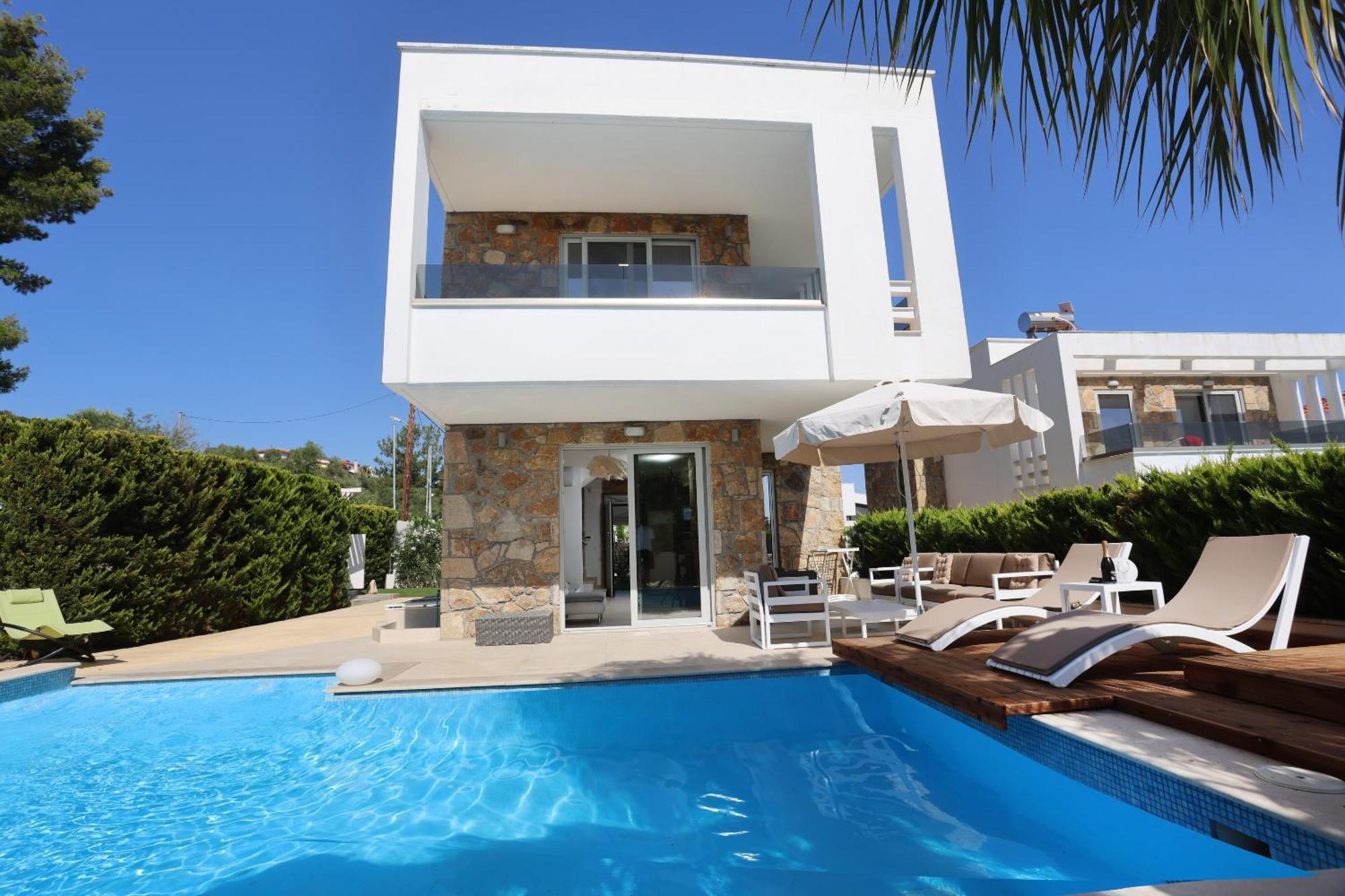 Villa Douglas - Private Pool, Bbq, 4Bdrms, View Pefkochori Exterior foto